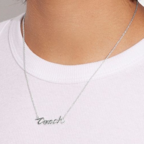 Coach Script Logo Silver Necklace - Picture 5 of 6